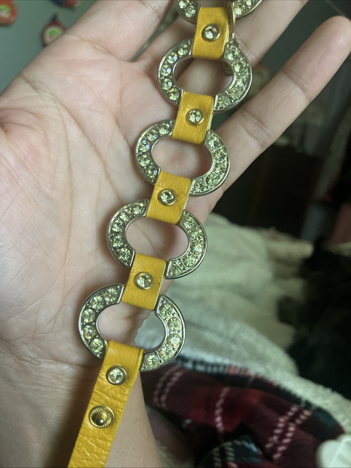 Natasha Leather Gemstone Mustard Yellow bracelet