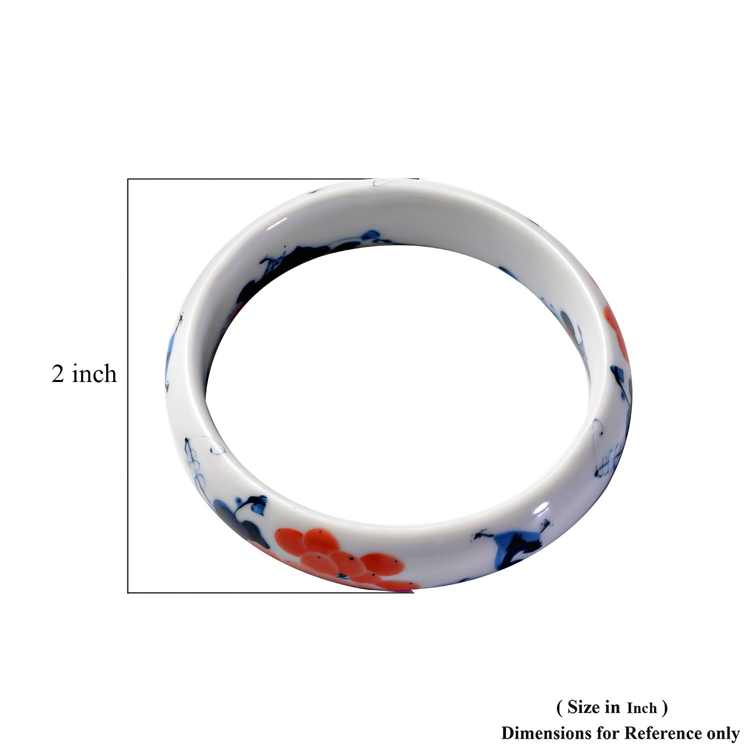 Ceramic Grape Safflower Pattern Bangle Bracelet (8.25 In)