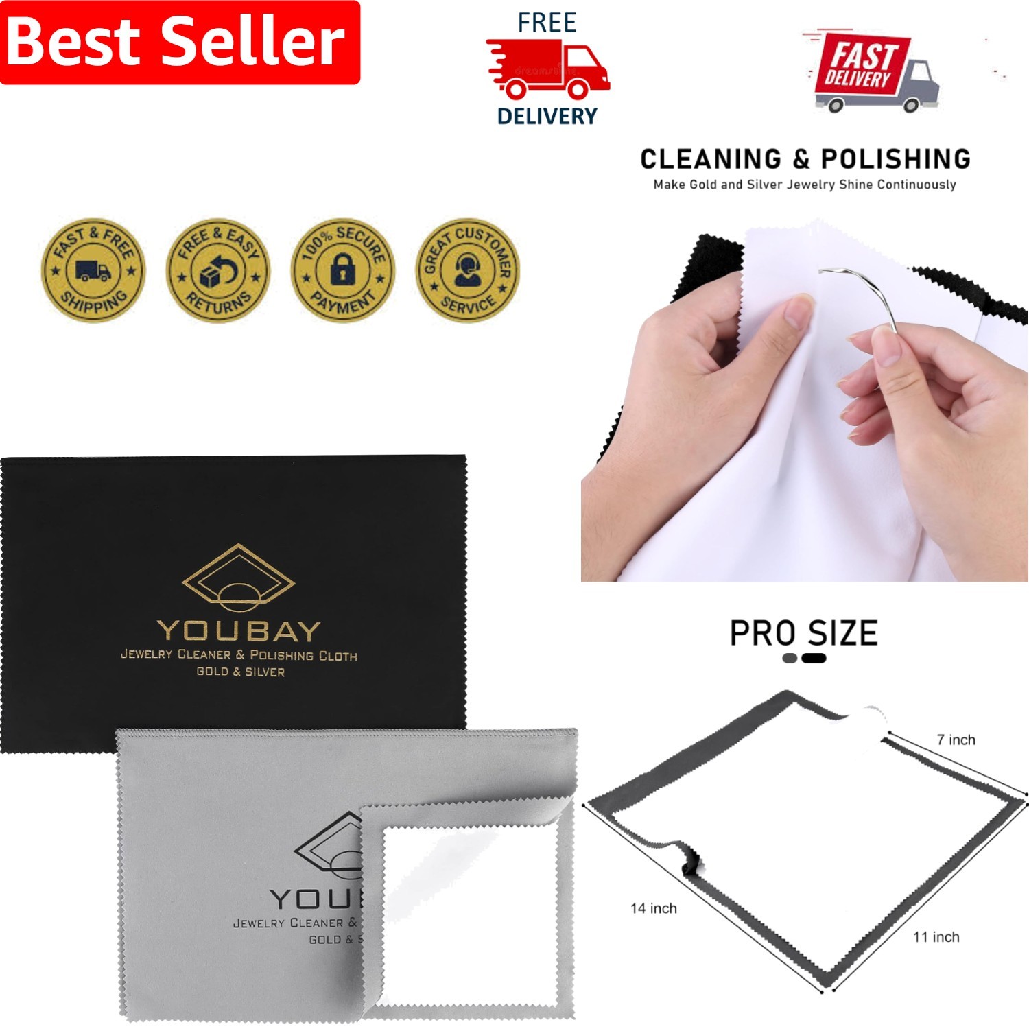 Luxury 14×11 Inch Jewelry Cleaning Cloth Set – Non-Toxic Microfiber Excellence