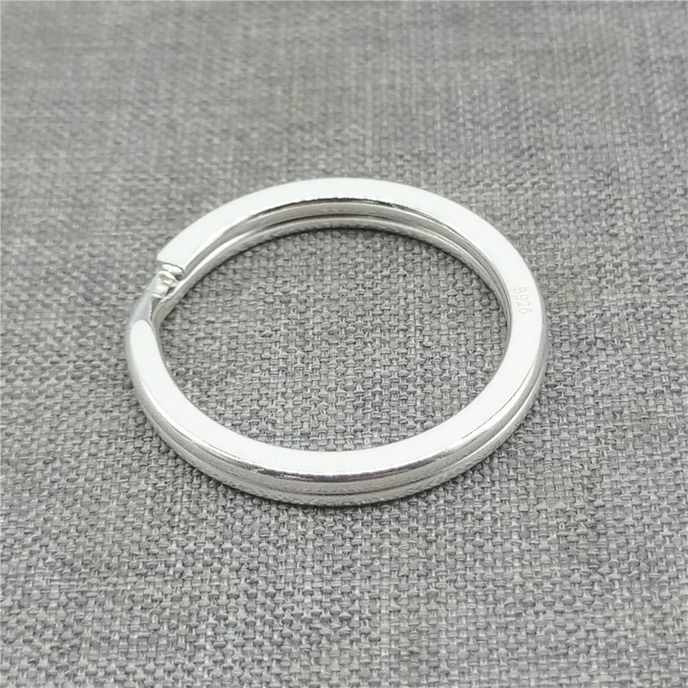 Sterling Silver Shiny Key Ring 925 Silver Split Ring Clasp for Key Chains 25mm