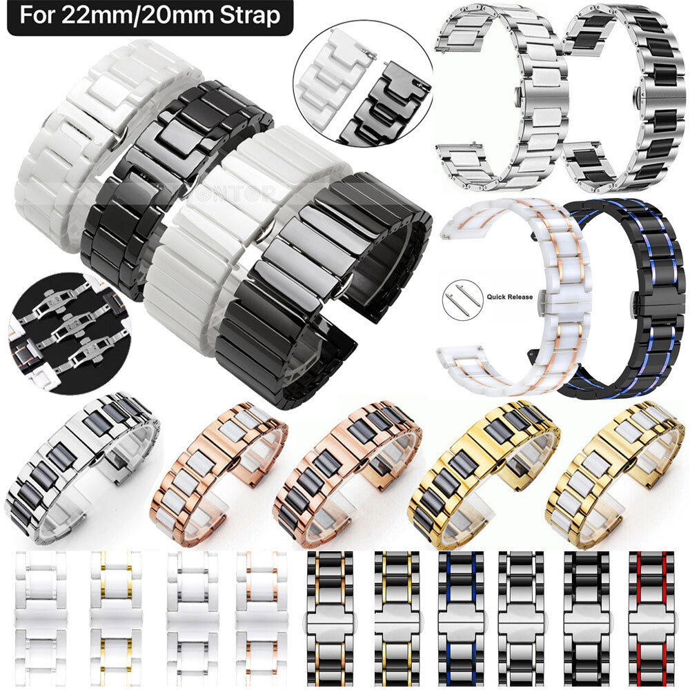16mm 18mm 20mm 22mm Ceramic Replacement Watch Band Strap Metal Wrist Bracelet