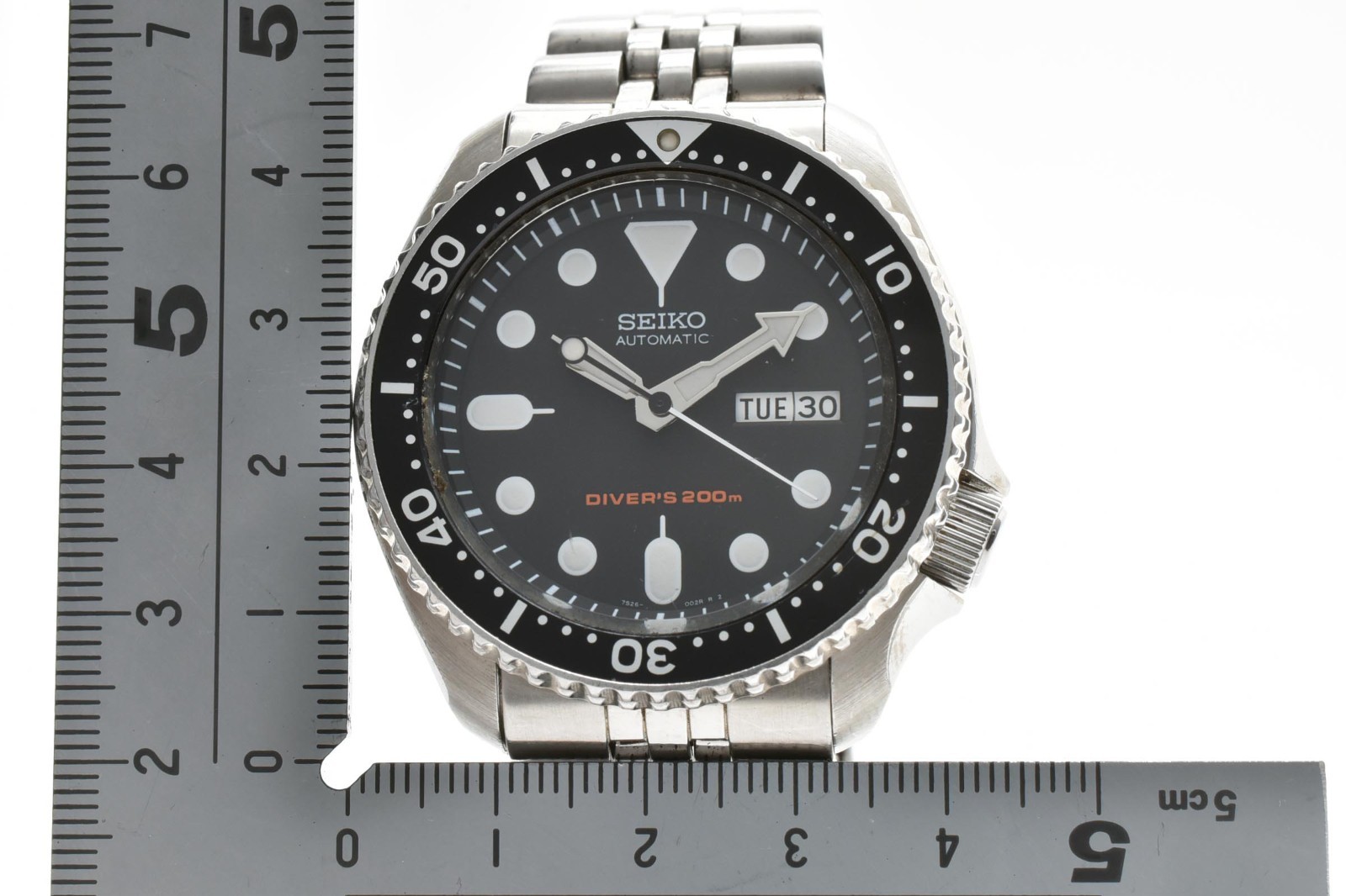 SEIKO SKX007 7S26-0020 Automatic Mens Diver Watch Black Day Date Steel Jubilee