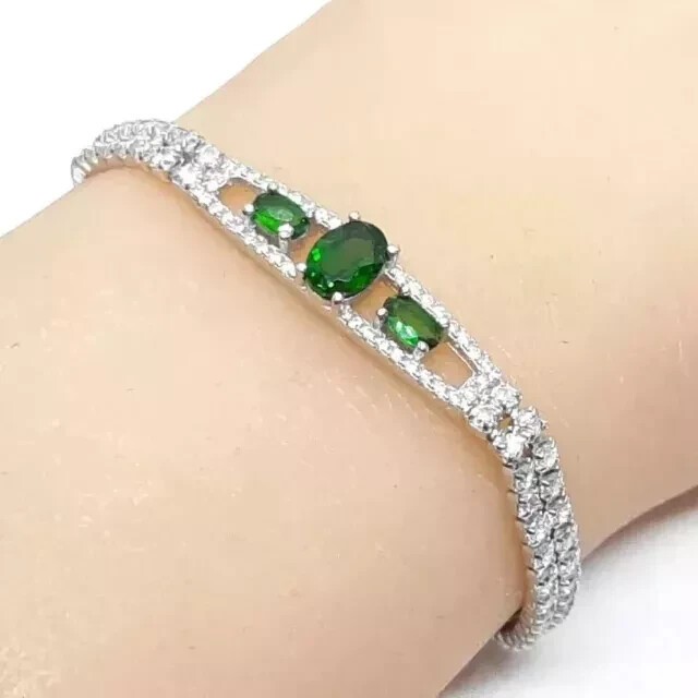 8 CT oval cut Lab-Created Diamond Tennis Bracelet 14K White Gold Plated