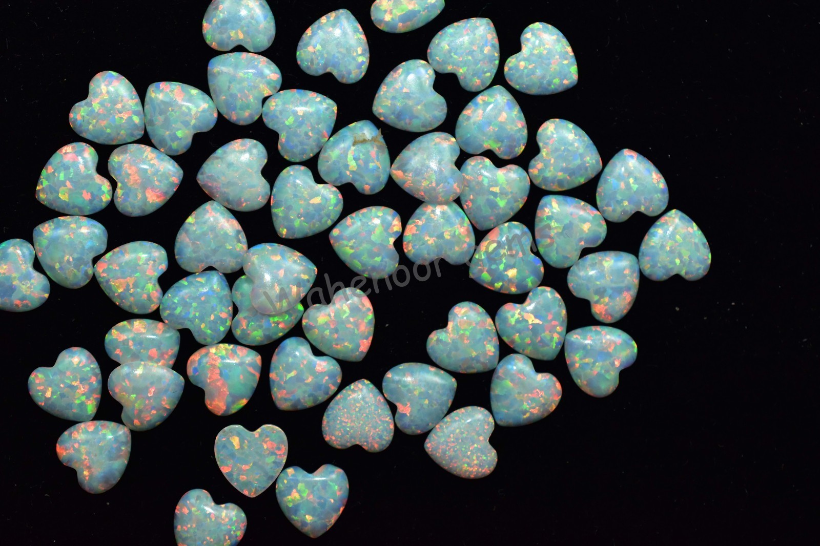 50 Pcs Natural White Fire Opal Heart Play Of Color 6.00 MM Certified Gemstone