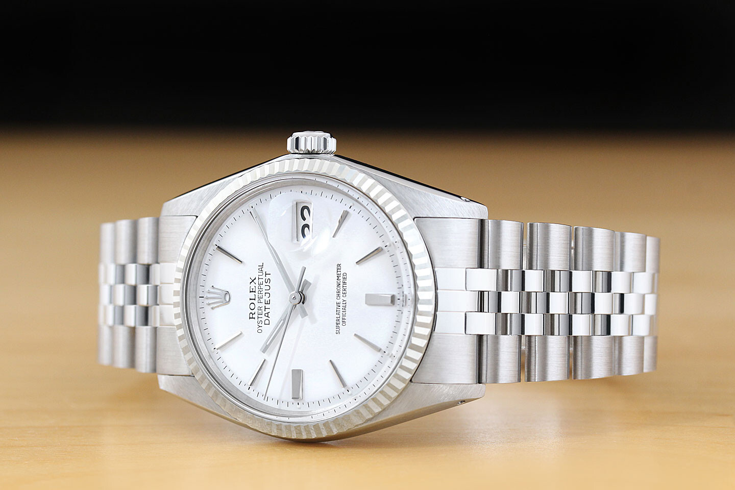 ROLEX MENS DATEJUST WHITE DIAL 18K GOLD STEEL WATCH w/ JUBILEE BRACELET