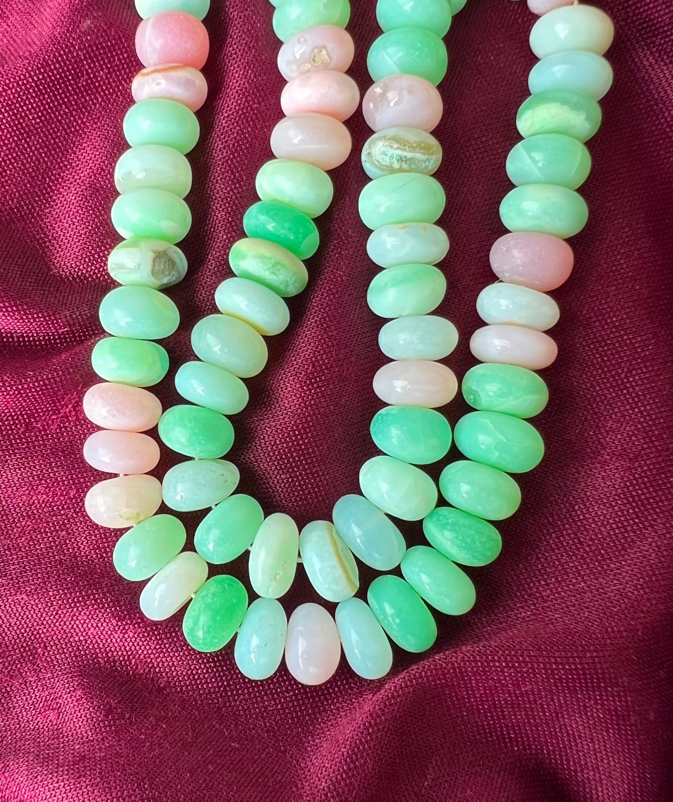 MULTI OPAL BEADS ROUNDELLE 8-9MM SMOOTH GEMSTONE 16 INCH NECKLACE