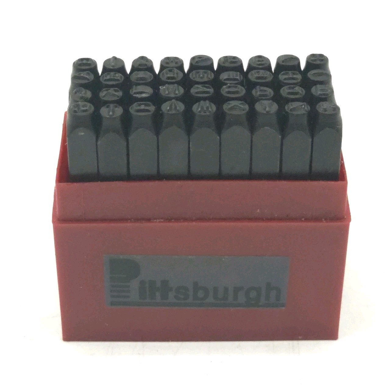 Pittsburgh 36pc Steel Letter Number Stamp Punch Set A-Z 0-9 1/8″ w/ Case NOS