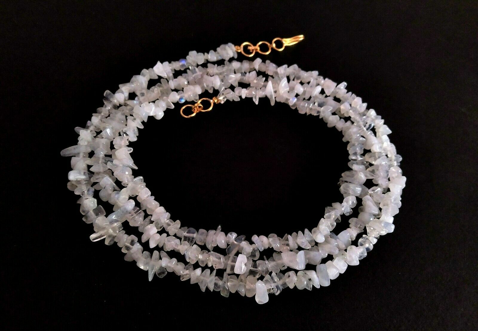 14″-34″inch Ready To Wear Necklace, Natural Rainbow Moonstone Chips 4-6mm Beads