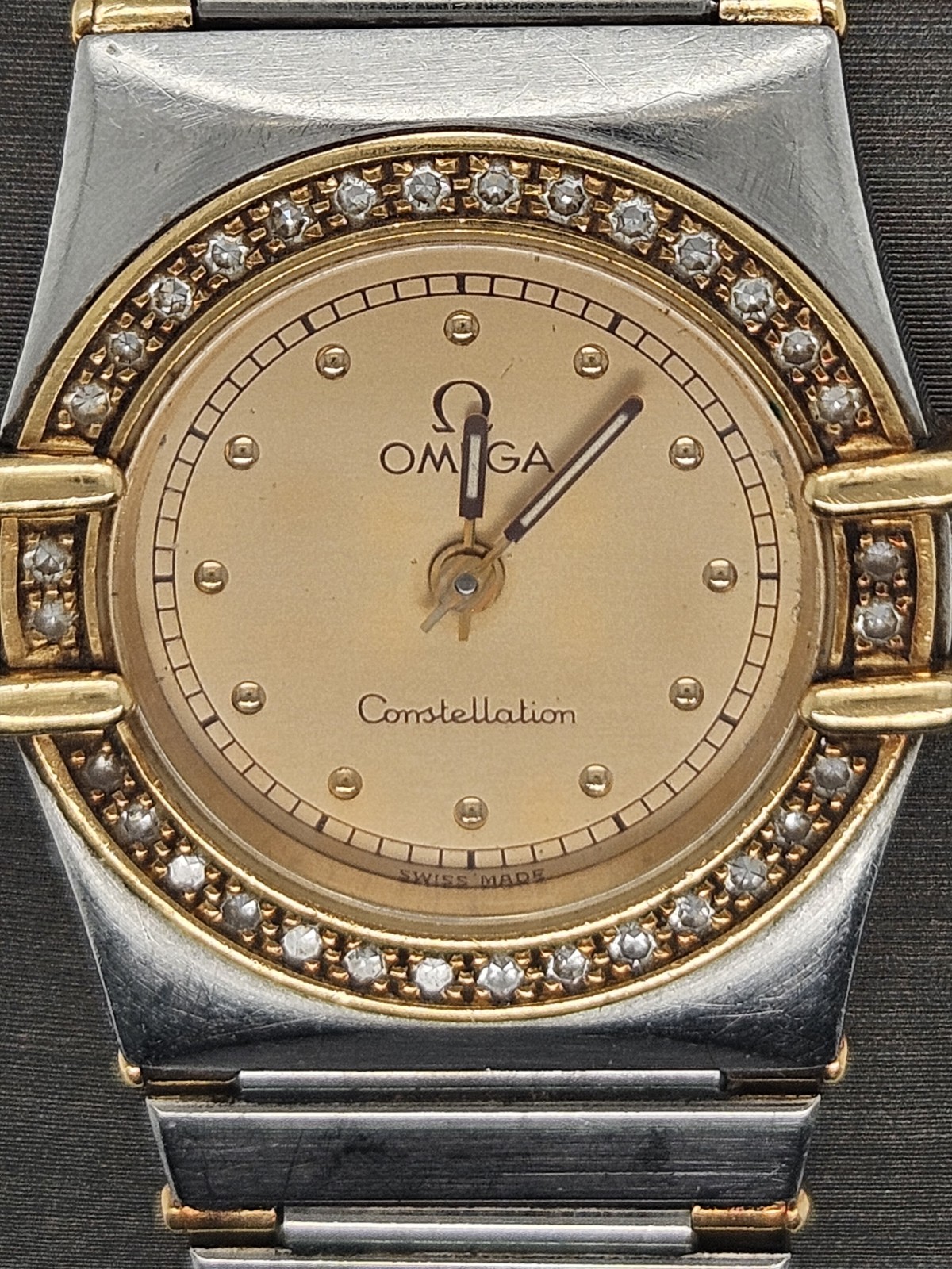 LADIES OMEGA CONSTELLATION WATCH 18K GOLD AND STAINLESS STEEL WITH DIAMONDS