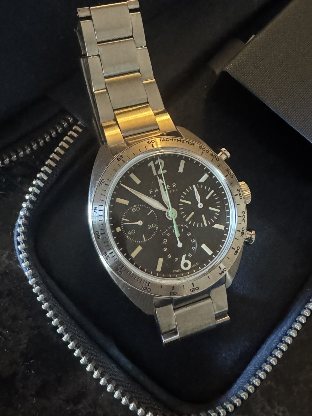 Farer Black Chrono-Sport Stainless Steel 41mm Chronograph Full Set