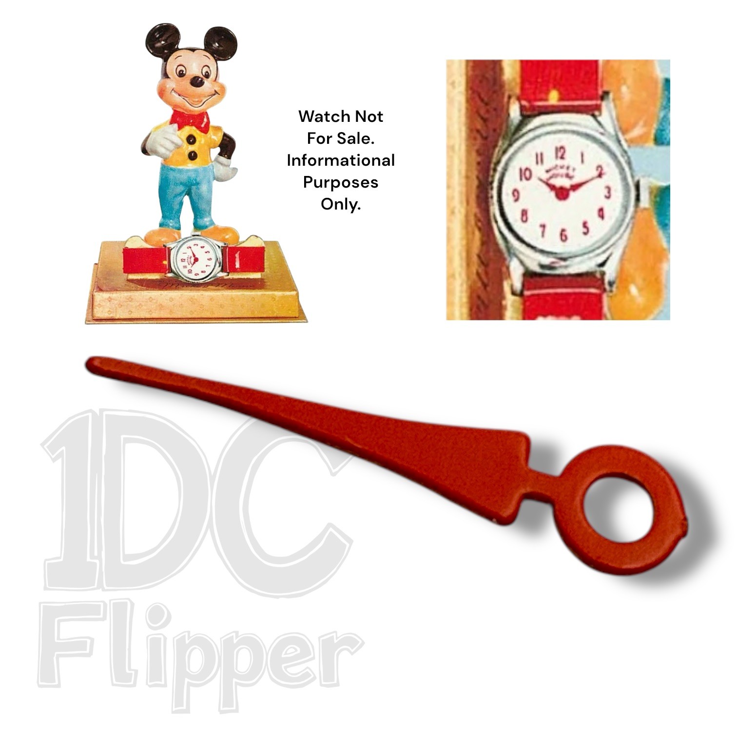 Mickey Mouse Watch Red MINUTE HAND Part #5 1960-1963 Timex Ingersoll Disney NOS