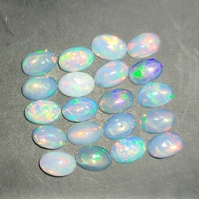 Ethiopian Opal 6x4mm, 7x5mm, 8x6mm & 9x7mm Cabochon Oval Loose Gemstone(s)