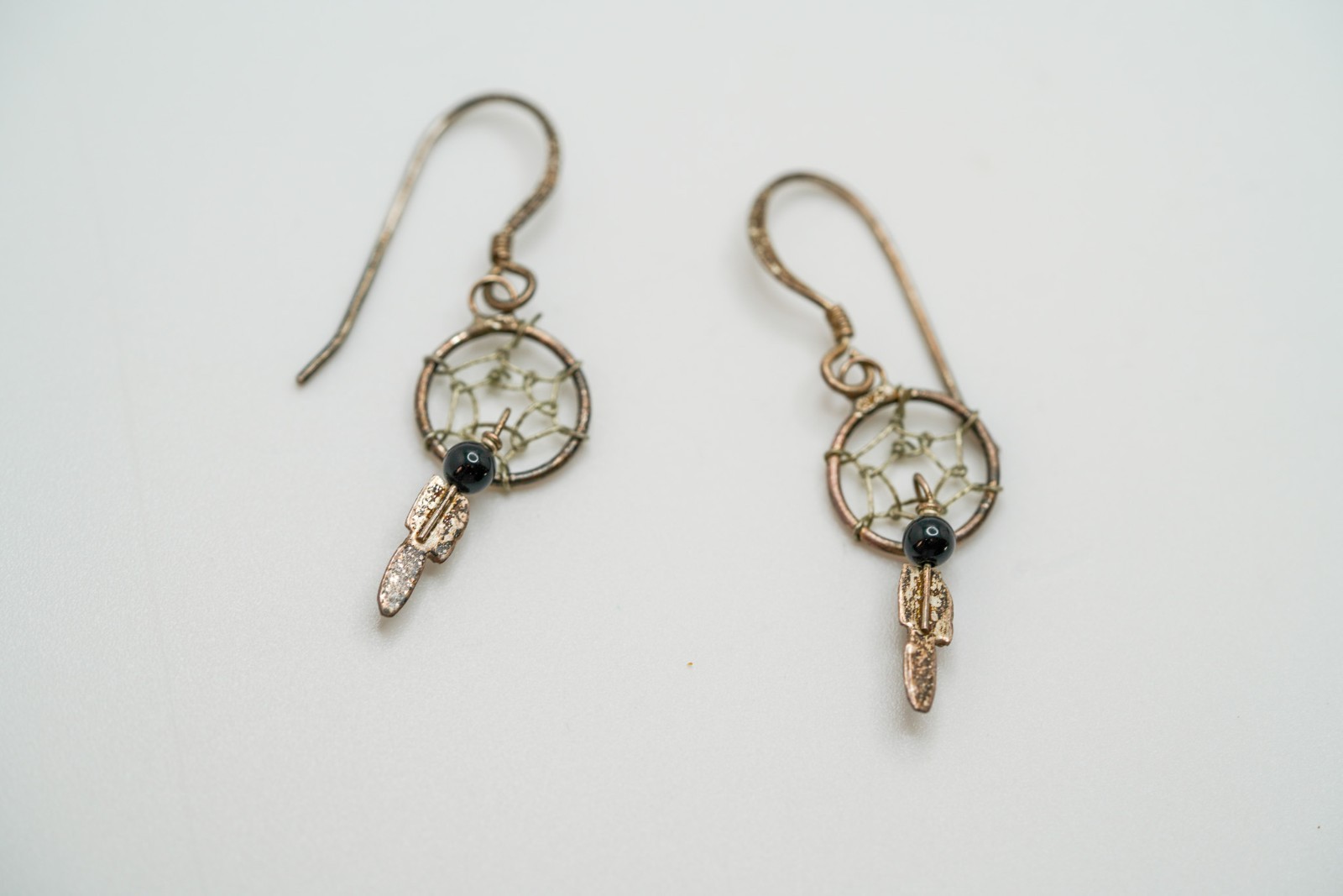 Vintage Southwestern Sterling Silver Dream Catcher Earrings 3.6cm EB3