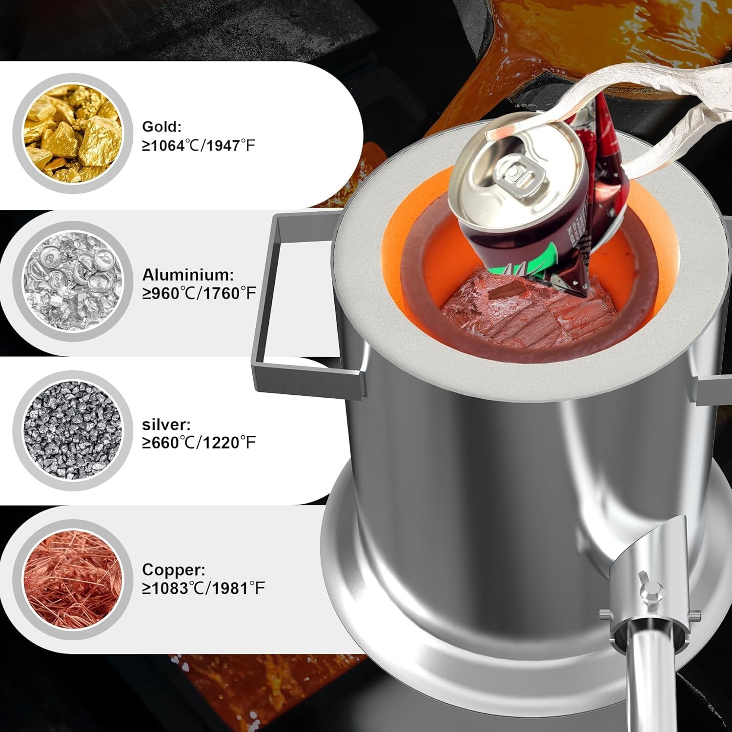 6KG Propane Metal Melting Furnace Kit Gold Silver Copper Aluminum Casting Forge