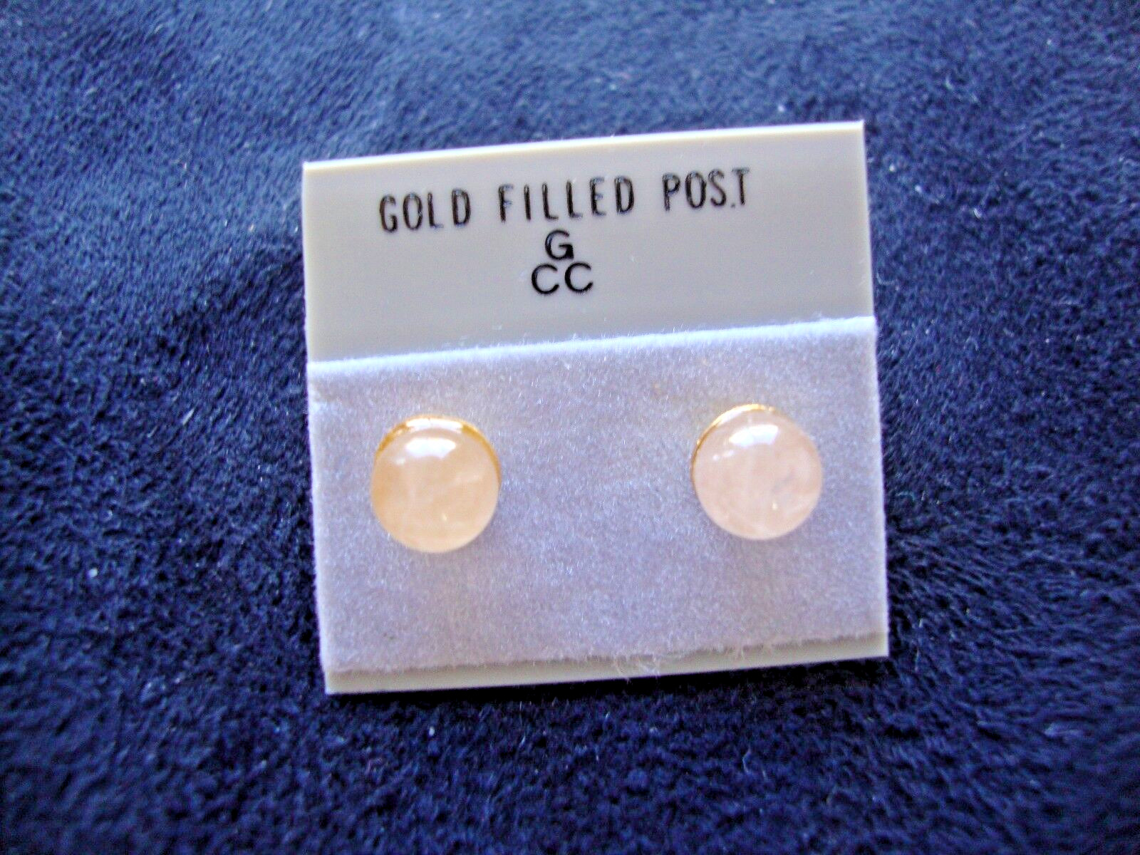 VINTAGE 1970s CLASSIC ROSE QUARTZ 6MM BEAD/BALL GOLD FILLED POST STUD EARRINGS