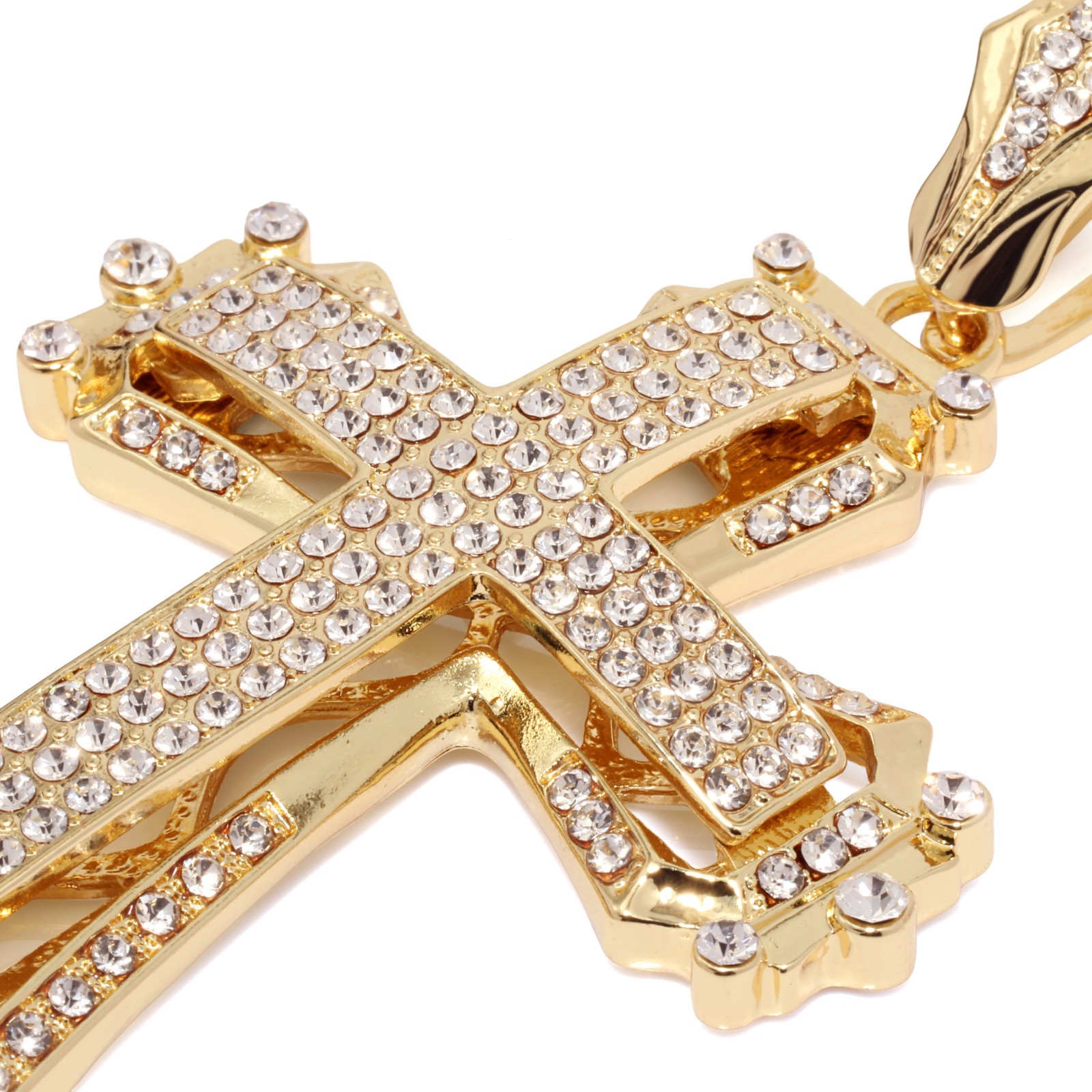 14K Rope Chain 10mm 20″ & 24″In | Large Hollow Cross Gold Plated Hip Hop Style