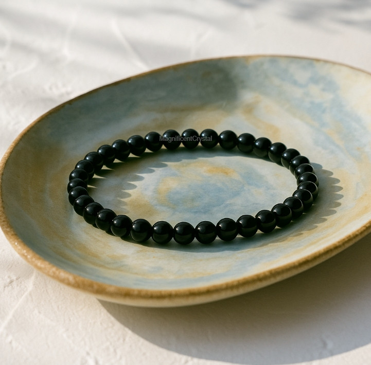 Premium Black Tourmaline Stretch Bracelet 4mm Dainty Beads Protection Jewelry