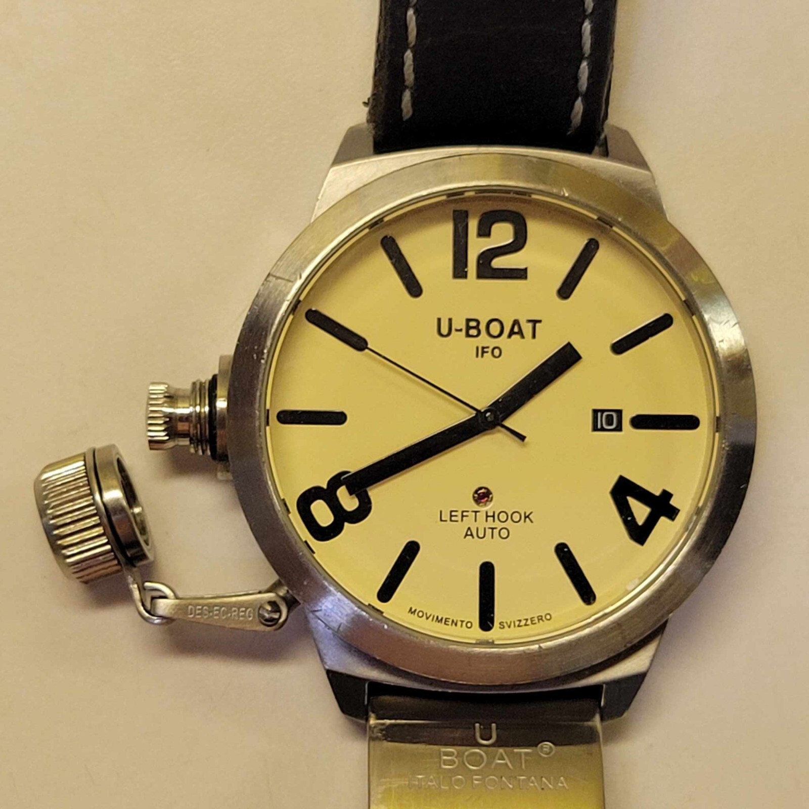 U-BOAT IFO LEFT HOOK AUTO Italo Fontana 316L Classico Stainless Steel 45mm