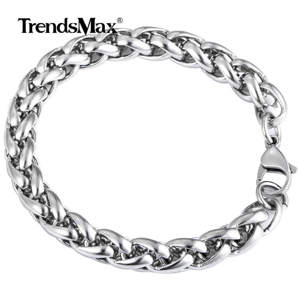 Sport 8.26inch Leather Bracelet For Men Stainless Steel Box Chain Toggle Buckle