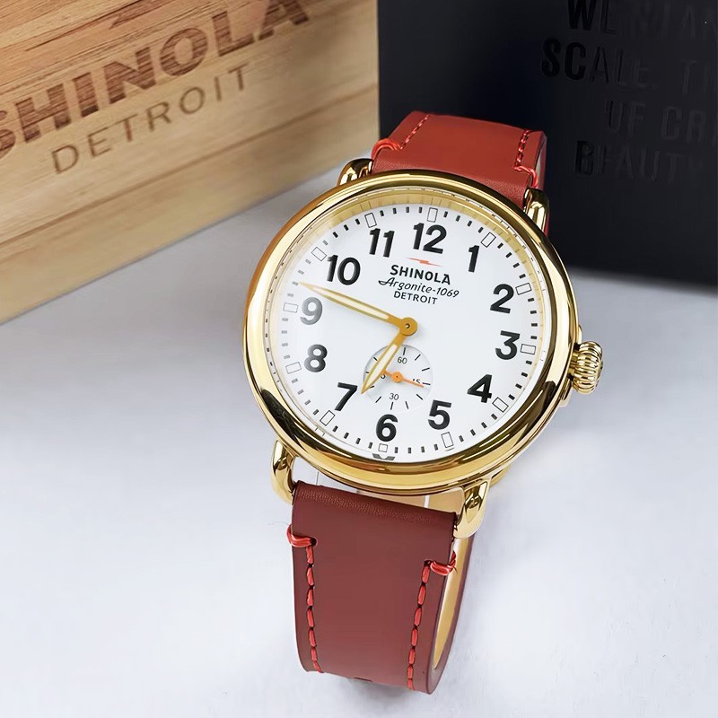 Shinola The Runwell 41MM White Dial Brown Leather Strap Men’s Quartz Watch