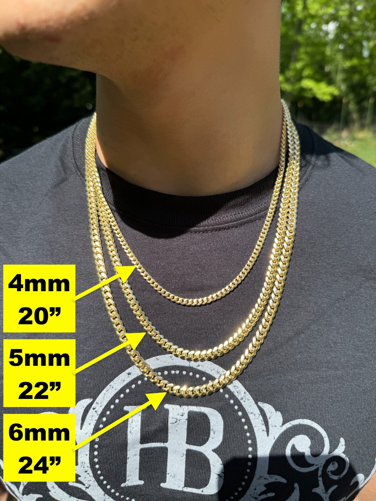 Miami Cuban Link Chain Bracelet 14k Gold Plated Solid 925 Silver Box Lock ITALY