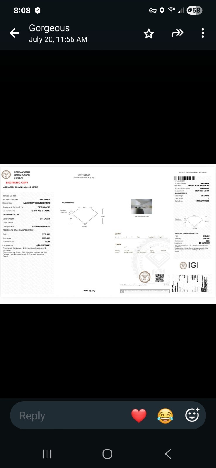 IGI Lab Grown Diamond Engagement Ring