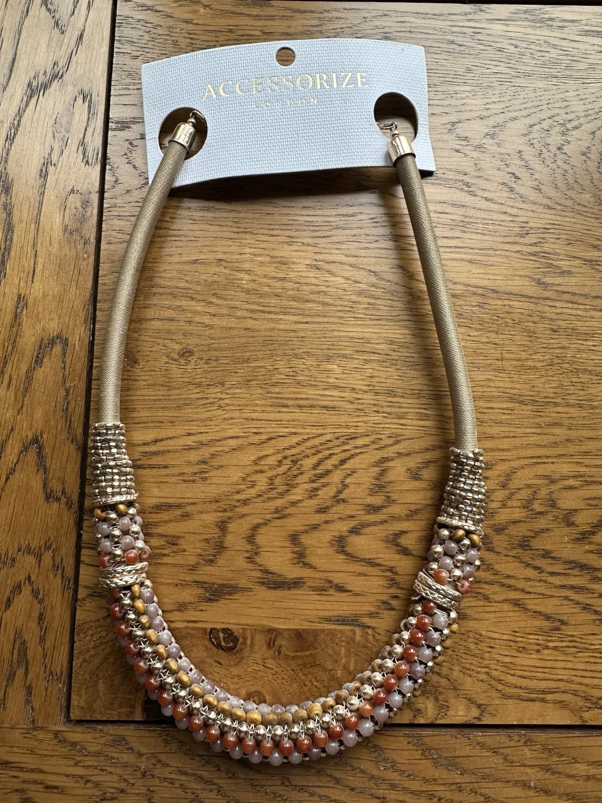 BNWT Accessorize Beaded Ethnic Necklace – Browns And Gold Coloured