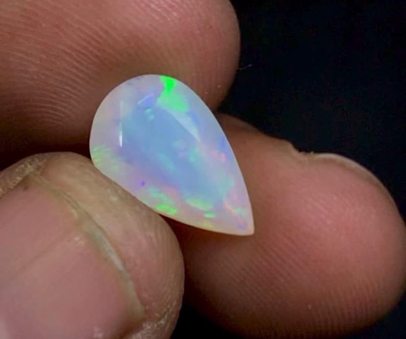 15×9.5×7 mm Natural Welo Black Ethiopian Opal Faceted Loose GemstoneNS-179
