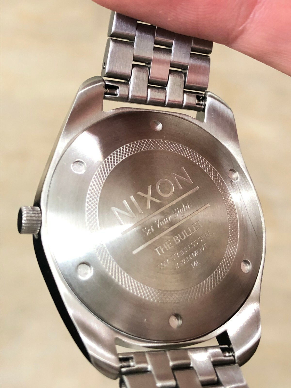 NIXON THE BULLET SATIN BRUSHED STAINLESS STEEL ROSE GOLD ACCENTS WATCH $299