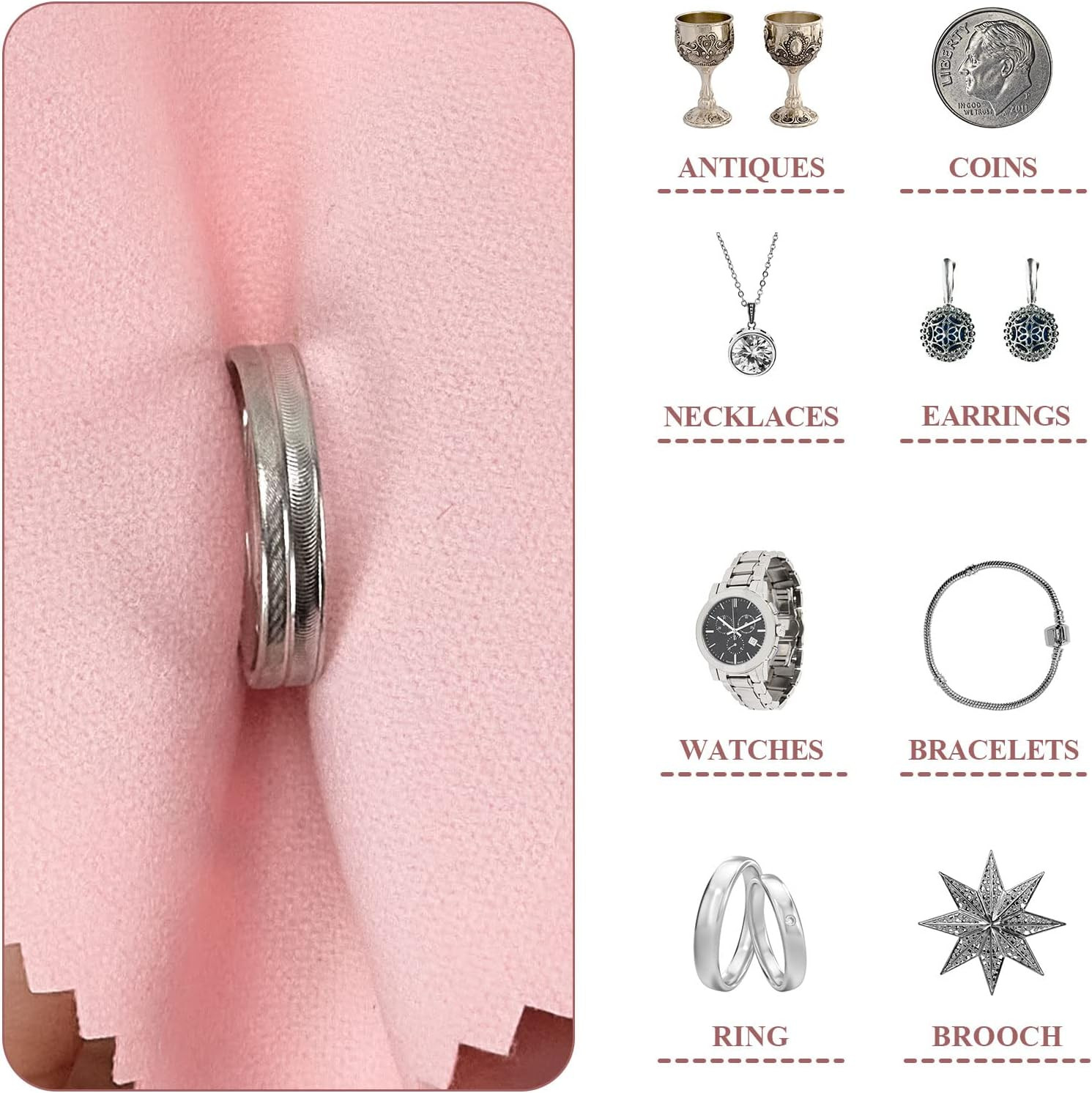 60PCS Jewelry Cleaning Cloth, Professional Polishing Cloth Individually Wrapped,