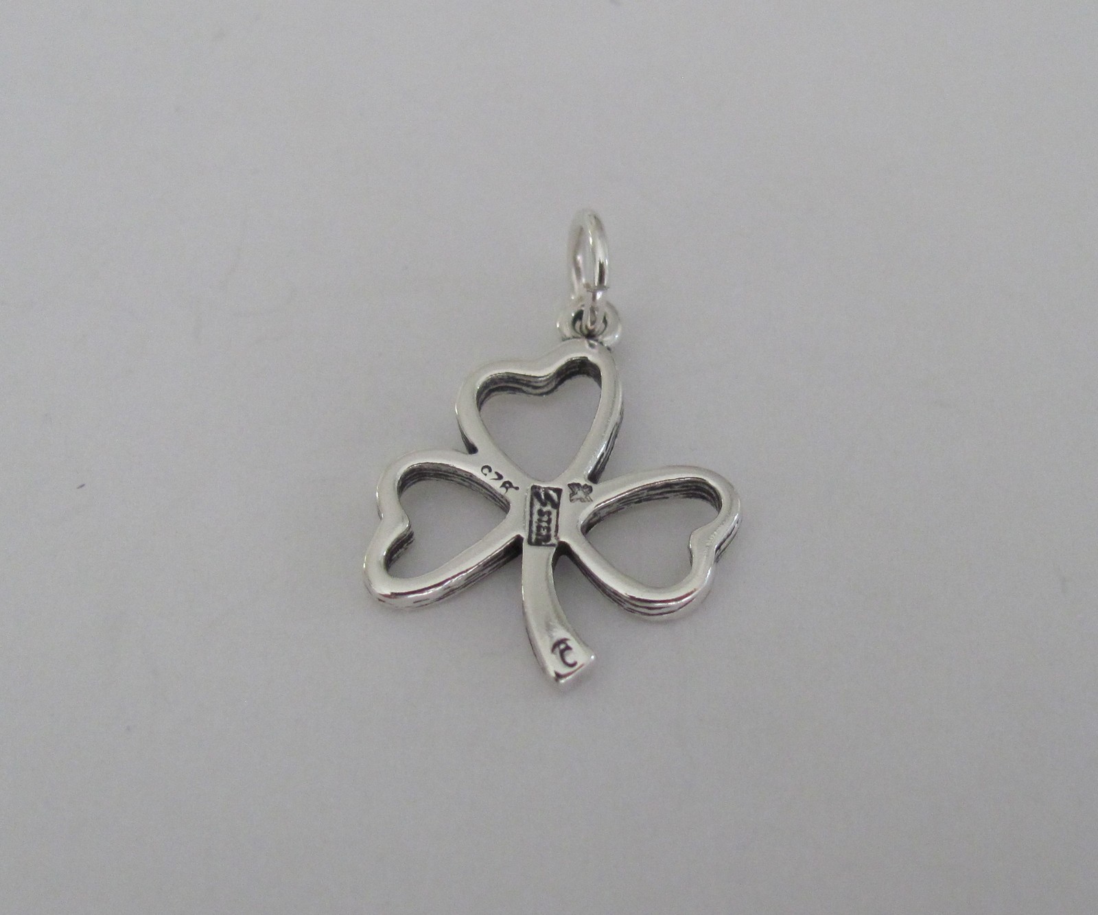 Sterling Silver shamrock clover outline charm