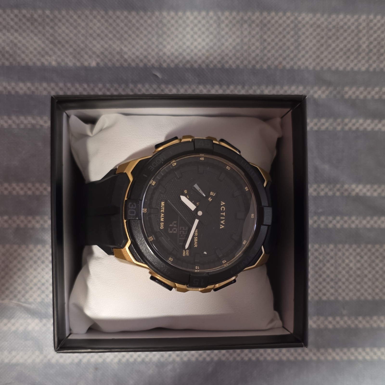 Activa Multi Func Men’s Analog-Digital Quartz Watch Alarm Dual Time Box WR 5BAR