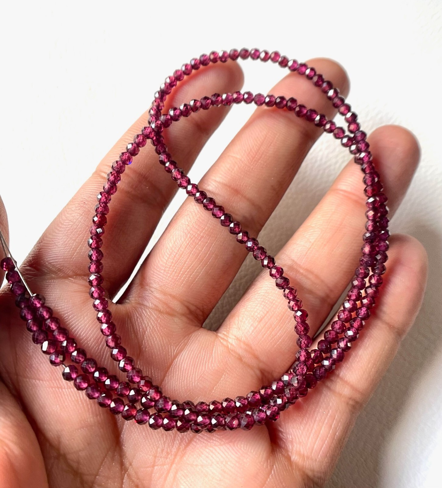 Natural Rhodolite Garnet Faceted Roundelle Beads Gemstone , Faceted Garnet Beads