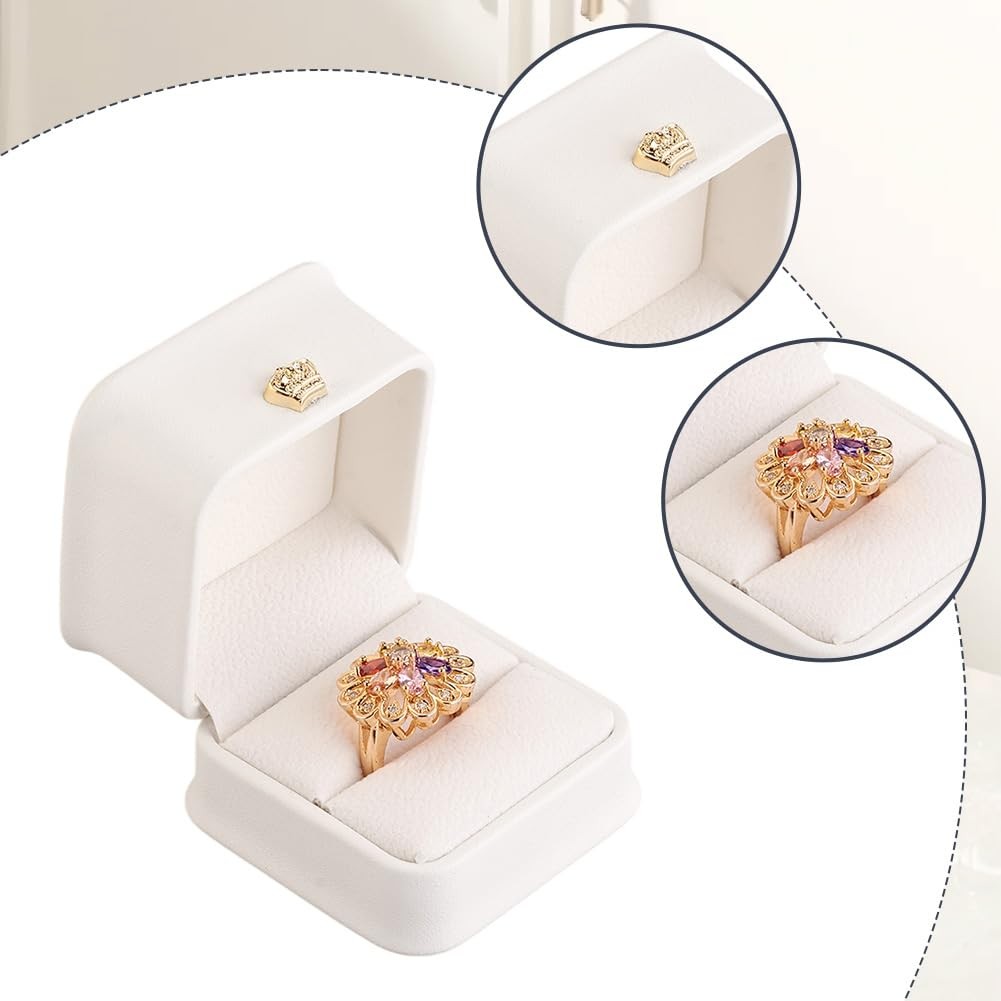 CALFOVERA 2PCS Small PU Leather Jewelry 2.3 x 2.28 x 1.93 inch, white