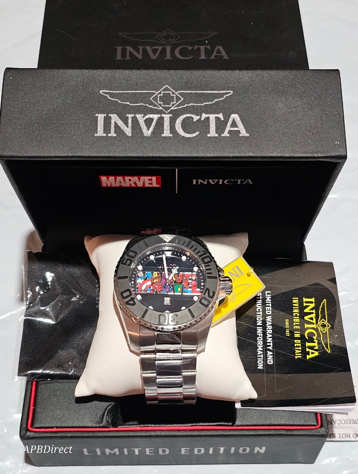 Invicta – Marvel #60 Logo – 50mm Limited Edition Flame-Fusion mens Quartz watch