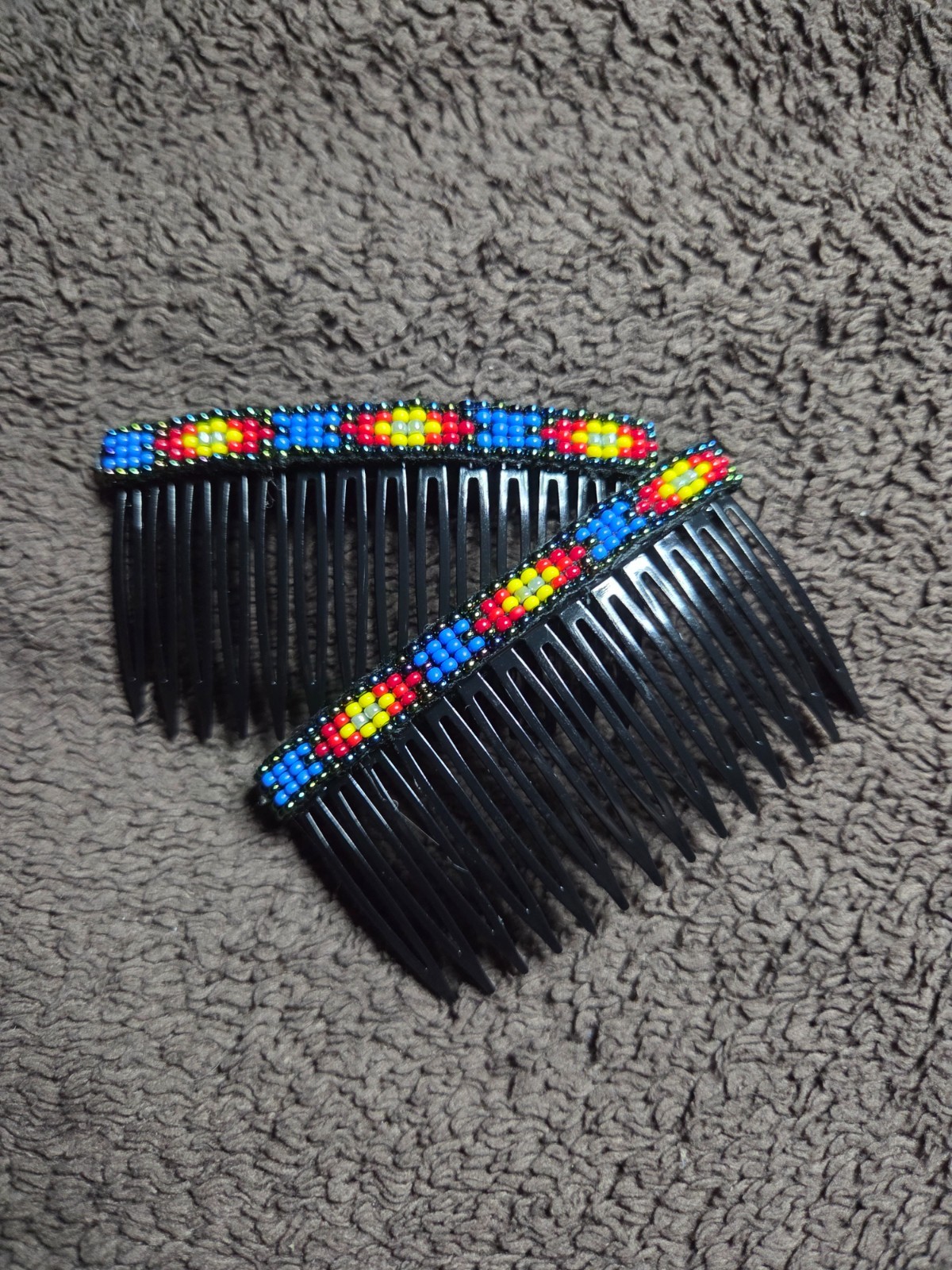 Native American Hand Beaded Hair Comb Set by Jean