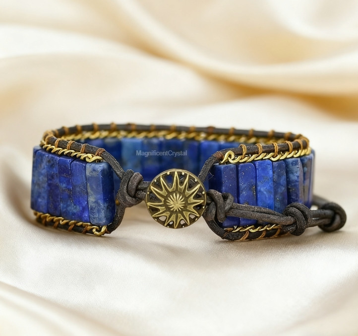 Premium Lapis Lazuli Bracelet Genuine Natural Stone Balance Handmade Jewelry