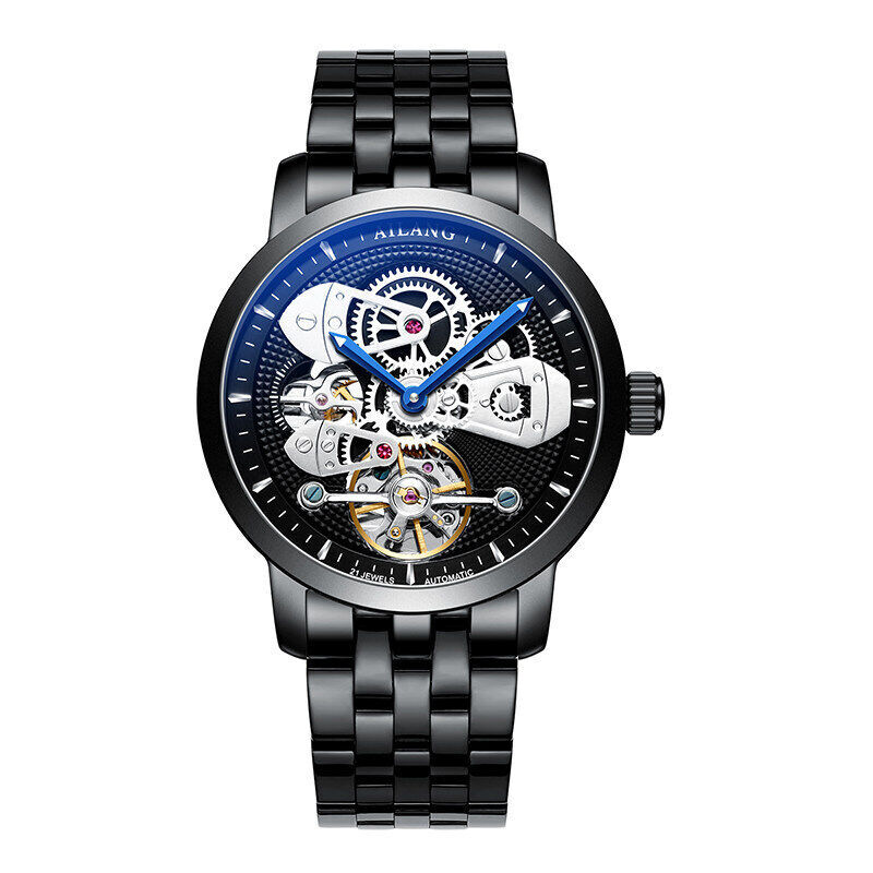 AILANG Men Watch Hollow Flywheel Business Mechanical Wristwatch Waterproof