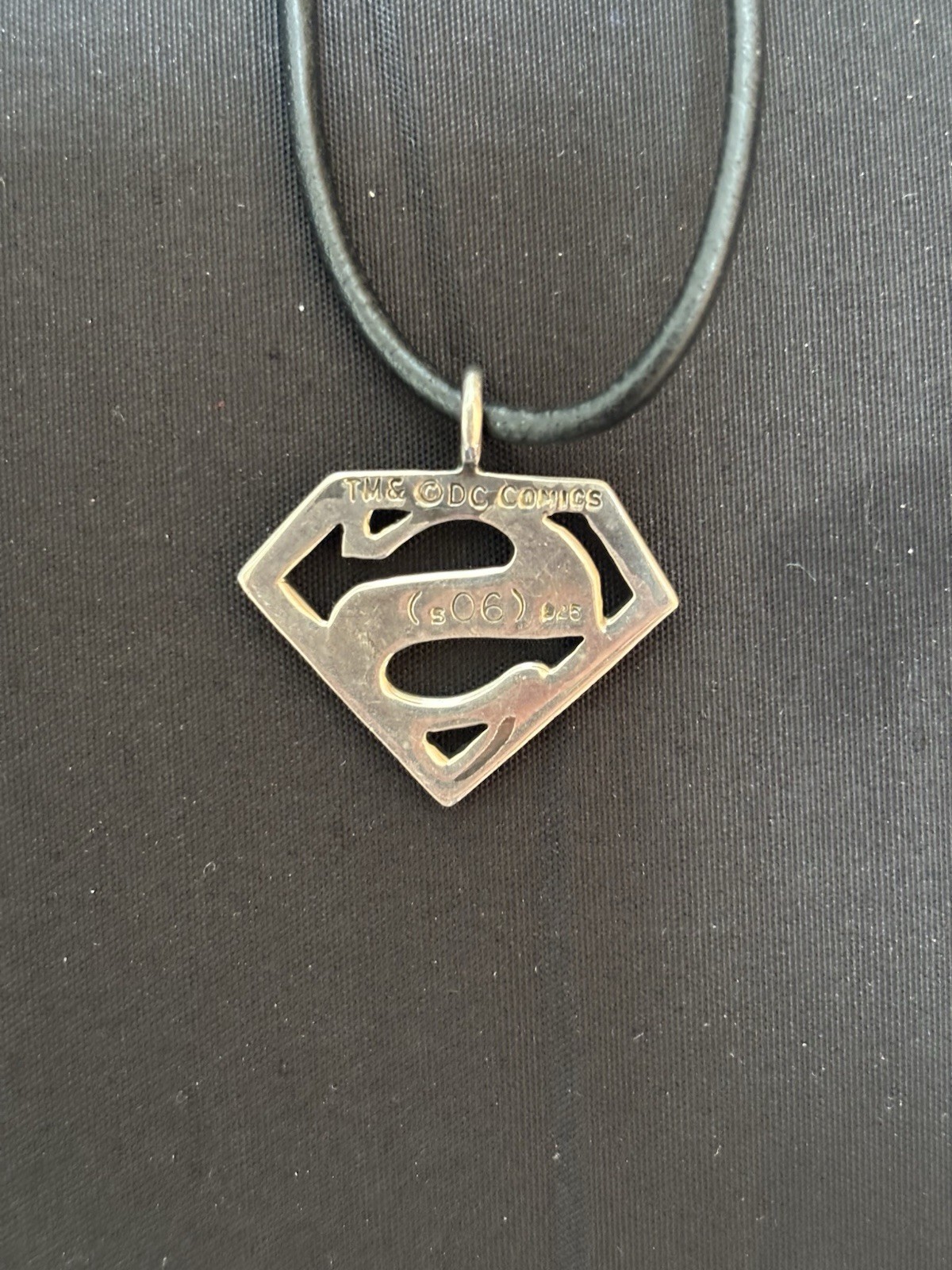DC Comics (official stamp) Sterling Silver Superman Logo Pendant Necklace.