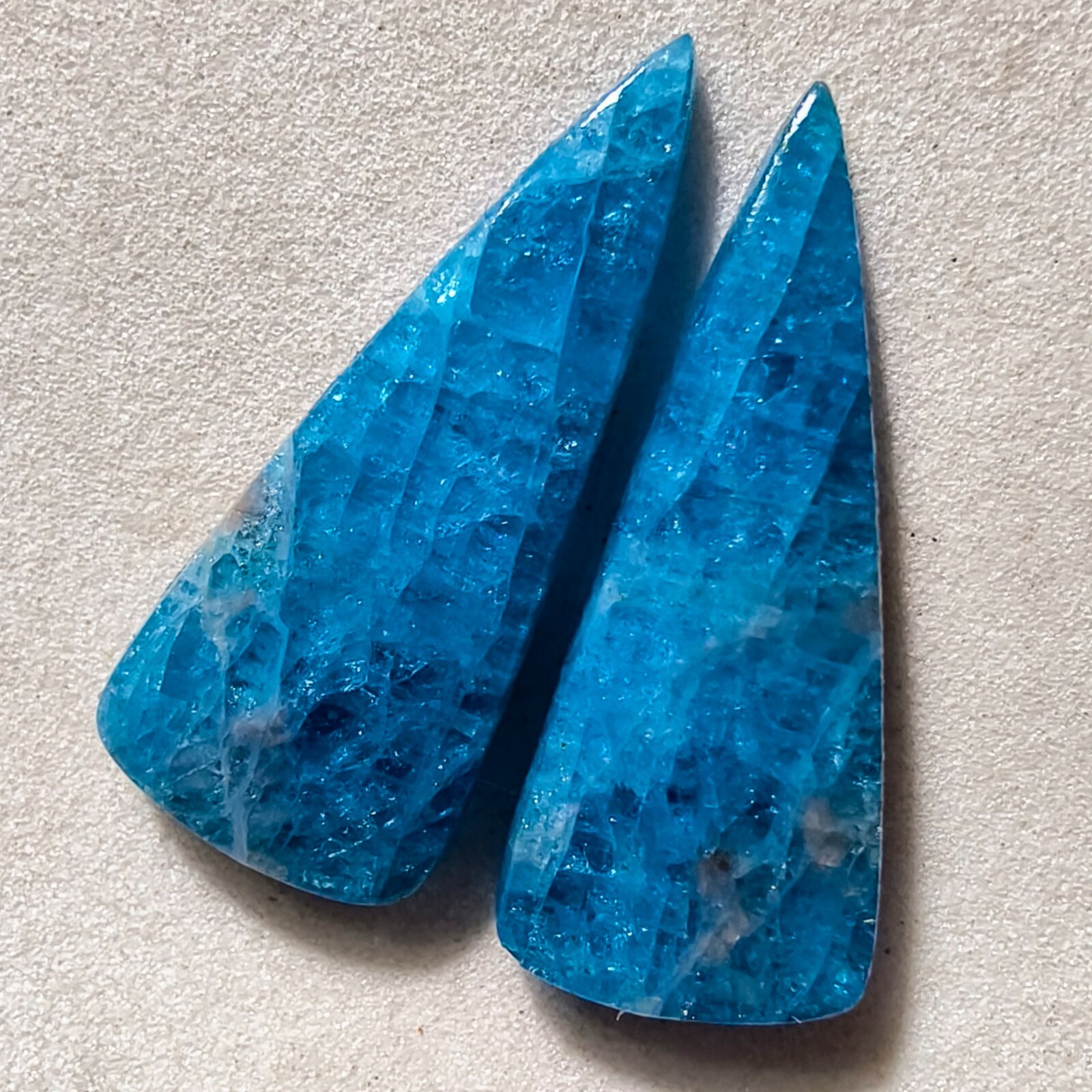 20.50 Cts Natural Blue Apatite Match Pair Cabochon Gemstone 27.2 X 11.4 MM