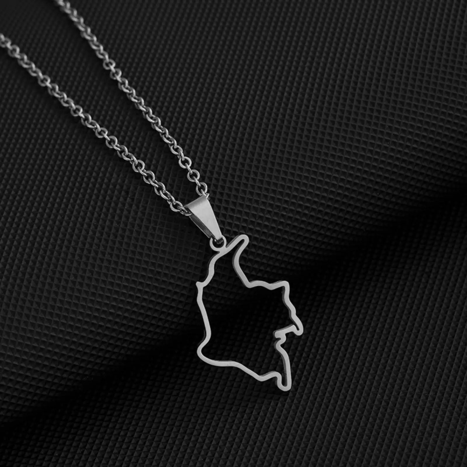 Colombia Map Pendant Necklace for Women Men Stainless Steel Jewelry Accessories