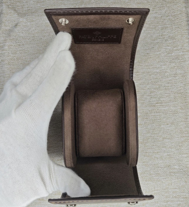 Patek Philippe Dark Brown Leather Watch Travel Case Luxury Storage Carry Box New