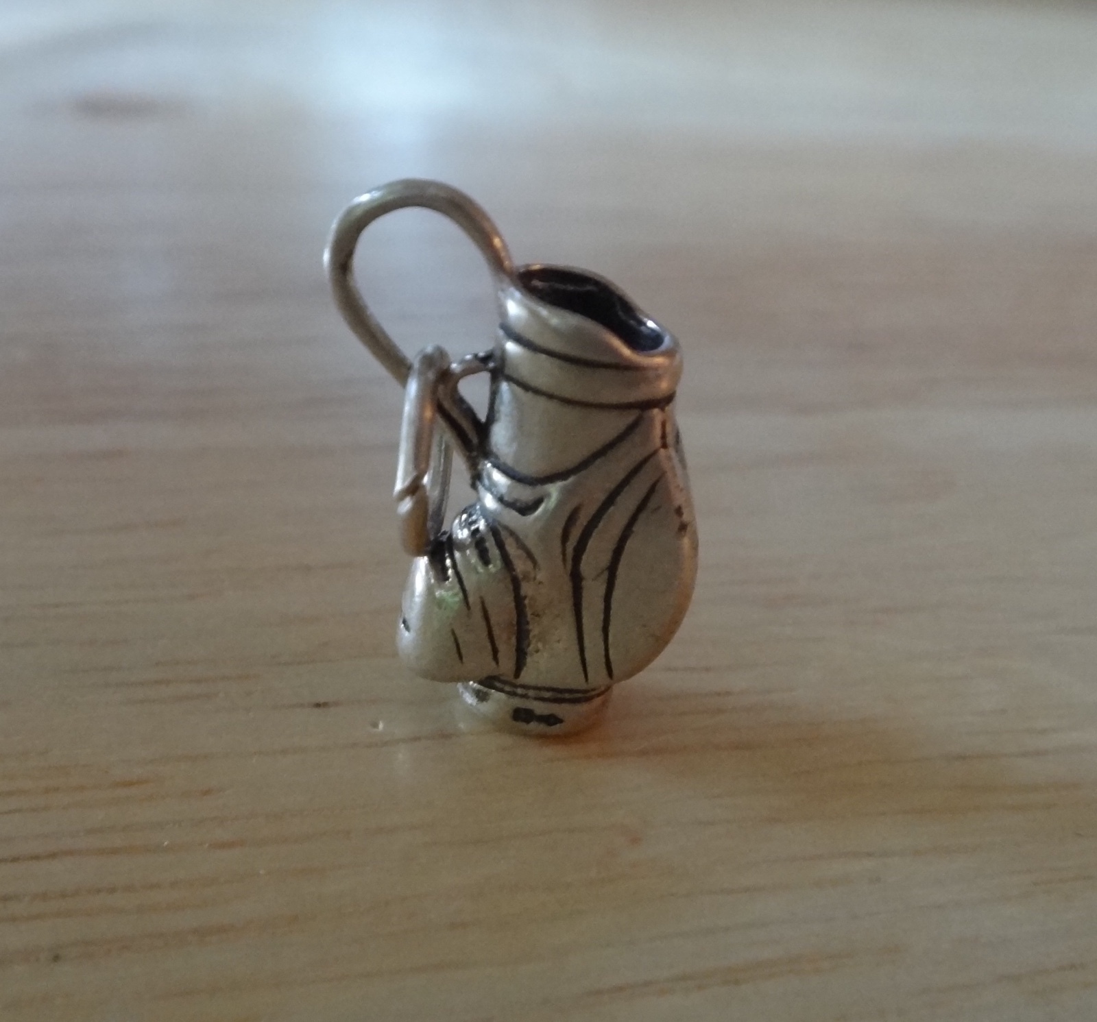 Sterling Silver 3D 17x9mm 3.3 gram detailed Solid Golf Bag Charm