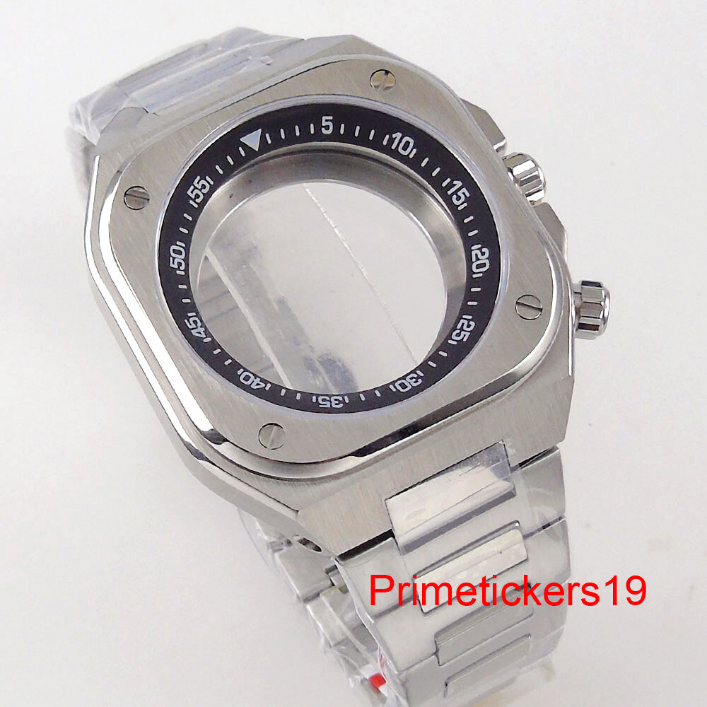 42mm Watch Case Band Sapphire+Chapter Ring Exhibition Back Fit NH35 NH36 NH38