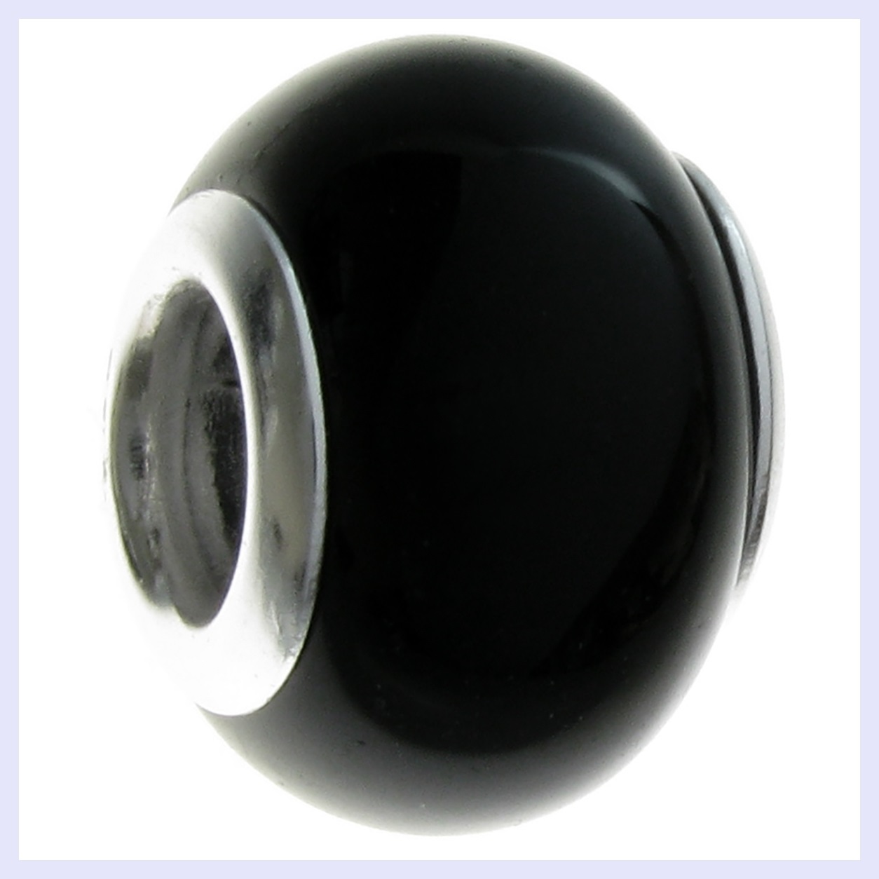 Sterling Silver Real Onyx Black Round Roundelle Bead for European Charm Bracelet
