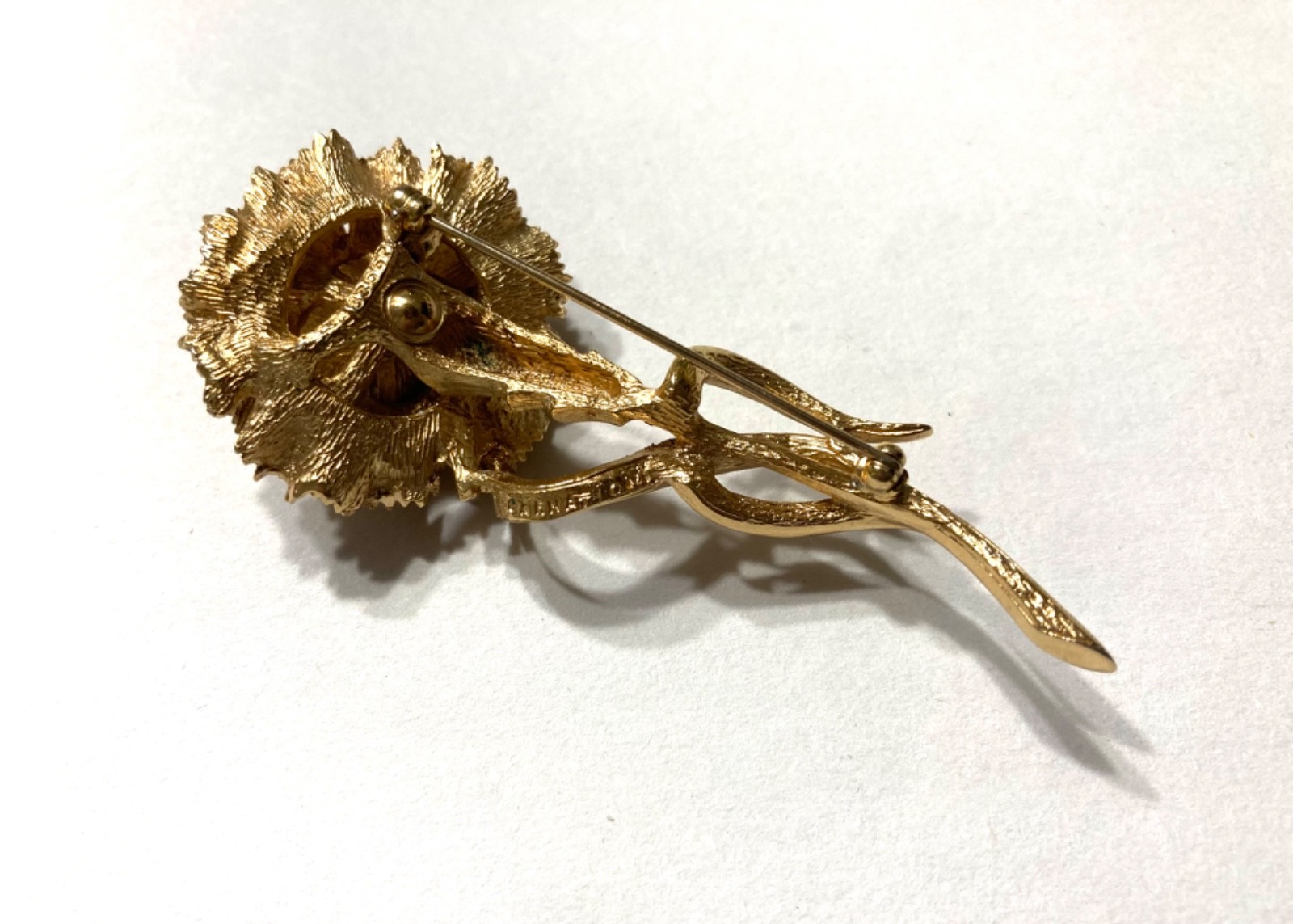 Vtg Marcel Boucher 8366 Carnation Gold Tone Faux Pearl Brooch & Clip Earring Set