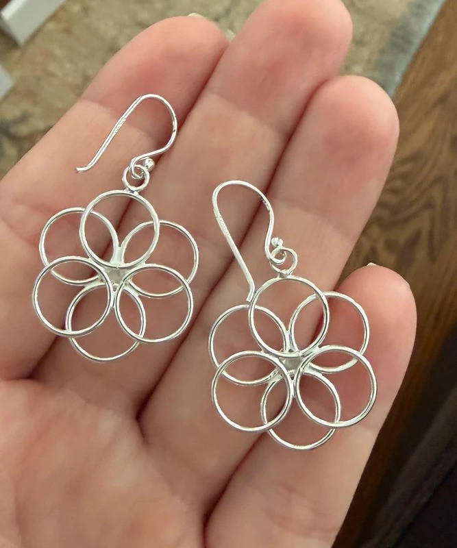 Vintage Sterling Silver Flower Dangle Earrings