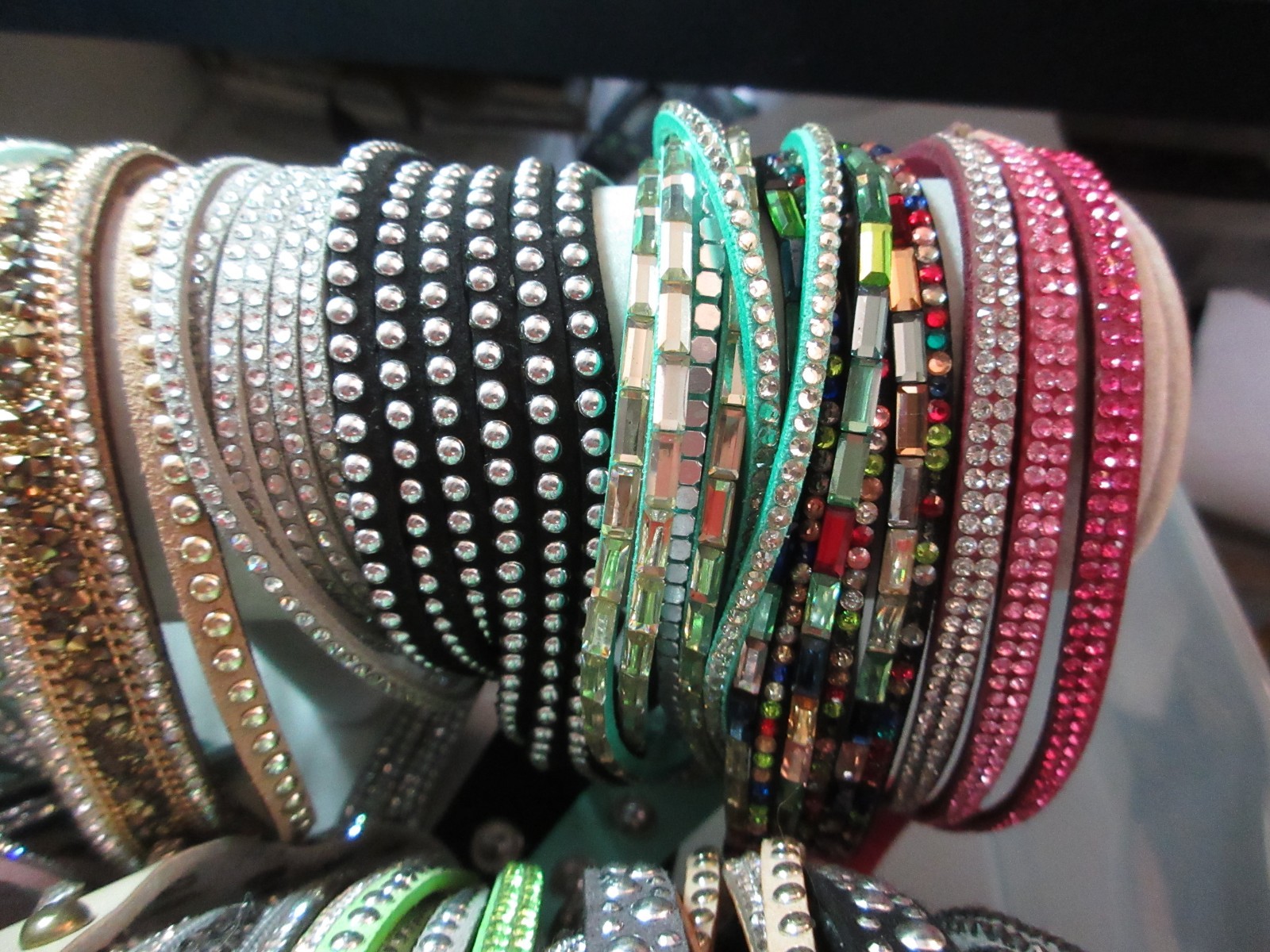 Lot 24 Assorted Double Wrap Bracelets Styles Colors Crystals Vary 7.5″ Adjust B
