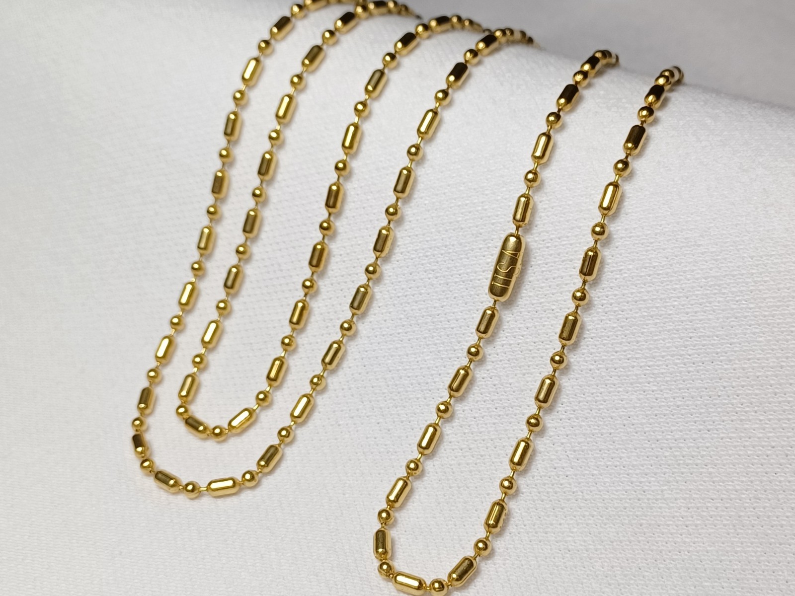 30″ Premium Brass Dog Tag Chain 2.4mm Oval & Ball Bead Chain Necklace