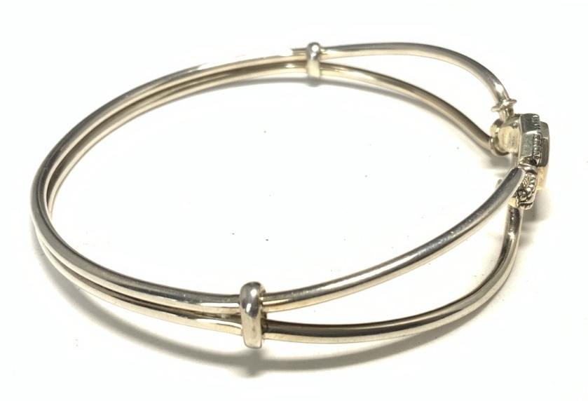 Sterling Silver 925 Abalone Bangle Bracelet 7-inches LX10